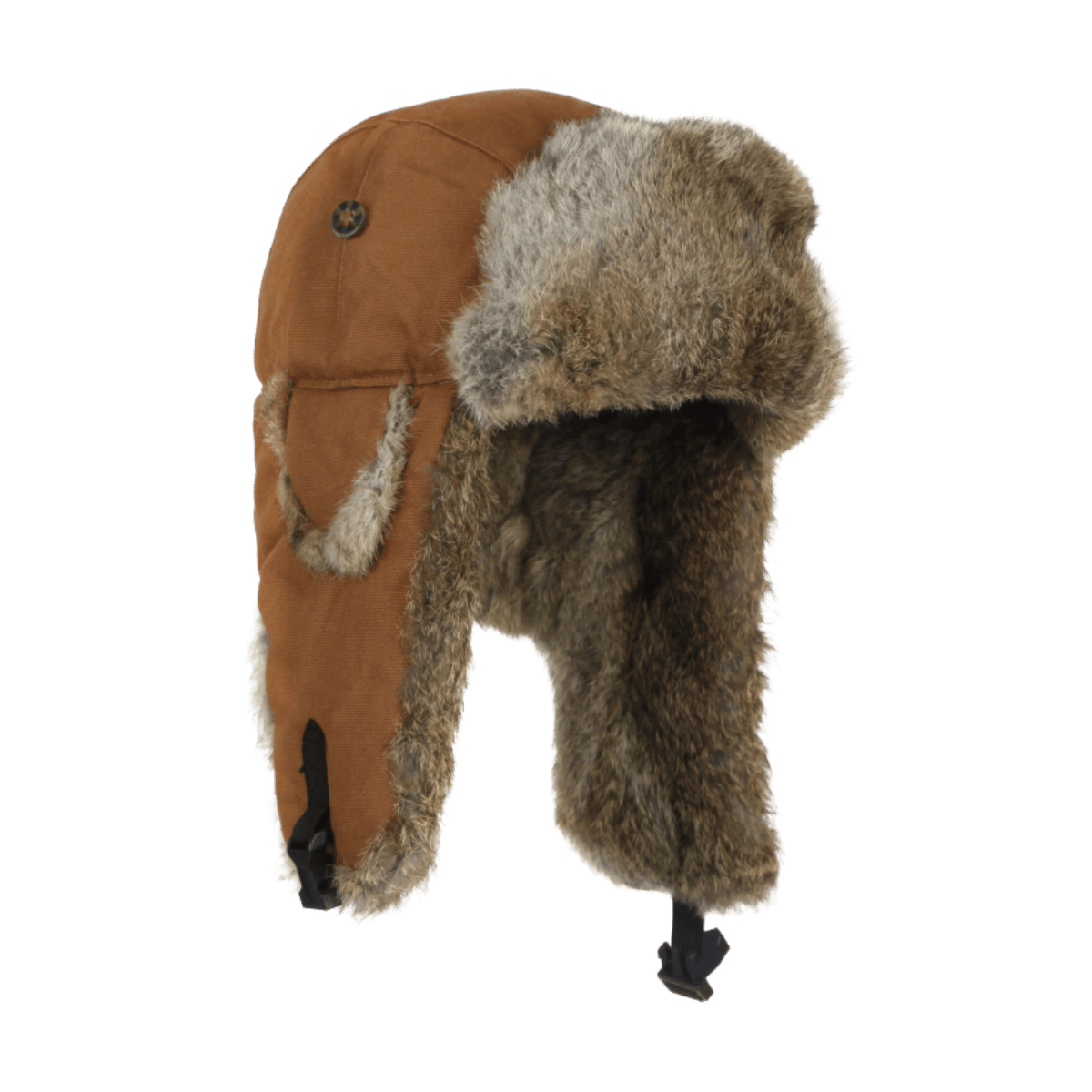 MAD BOMBER HAT - CANVAS BROWN WITH BROWN RABBIT FUR
