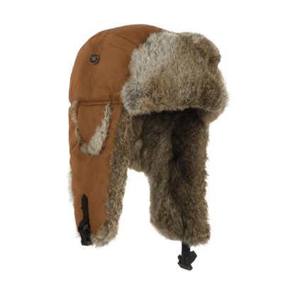 MAD BOMBER HAT - CANVAS BROWN WITH BROWN RABBIT FUR