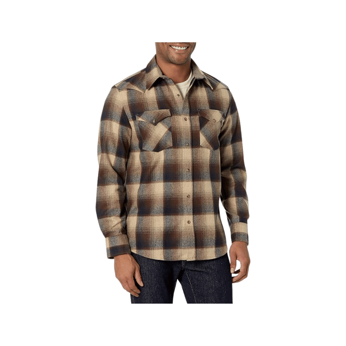 PENDLETON MEN'S CANYON SHIRT REG - BROWN/NAVY OMBRE
