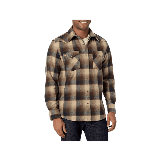 PENDLETON MEN'S CANYON SHIRT REG - BROWN/NAVY OMBRE