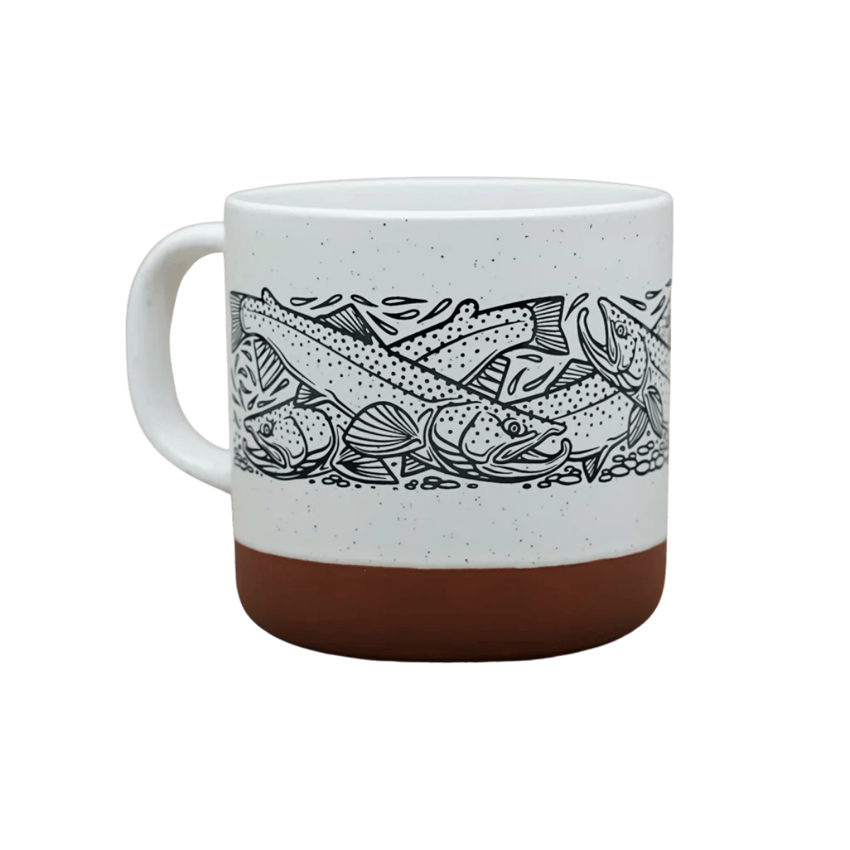 CASEY UNDERWOOD CERAMIC MUGS - FEEDING FRENZY - WHITE RIGHT HANDLE
