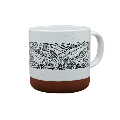 CASEY UNDERWOOD CERAMIC MUGS - FEEDING FRENZY - WHITE LEFT HANDLE
