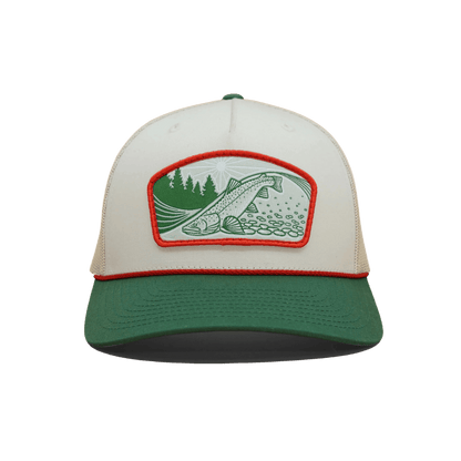 CASEY UNDERWOOD RICHARDSON HATS - RIFFLE RIDER TRUCKER - GREEN/WHITE FRONT VIEW