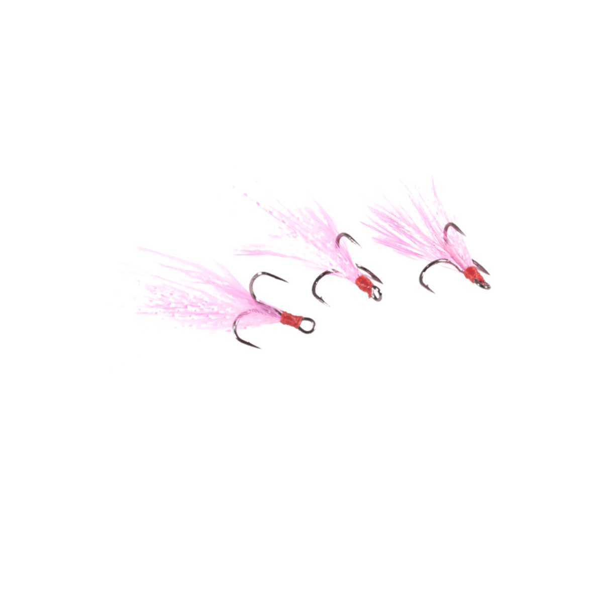 CLAM FEATHERED GAFF TREBLE HOOK 3PK PINK