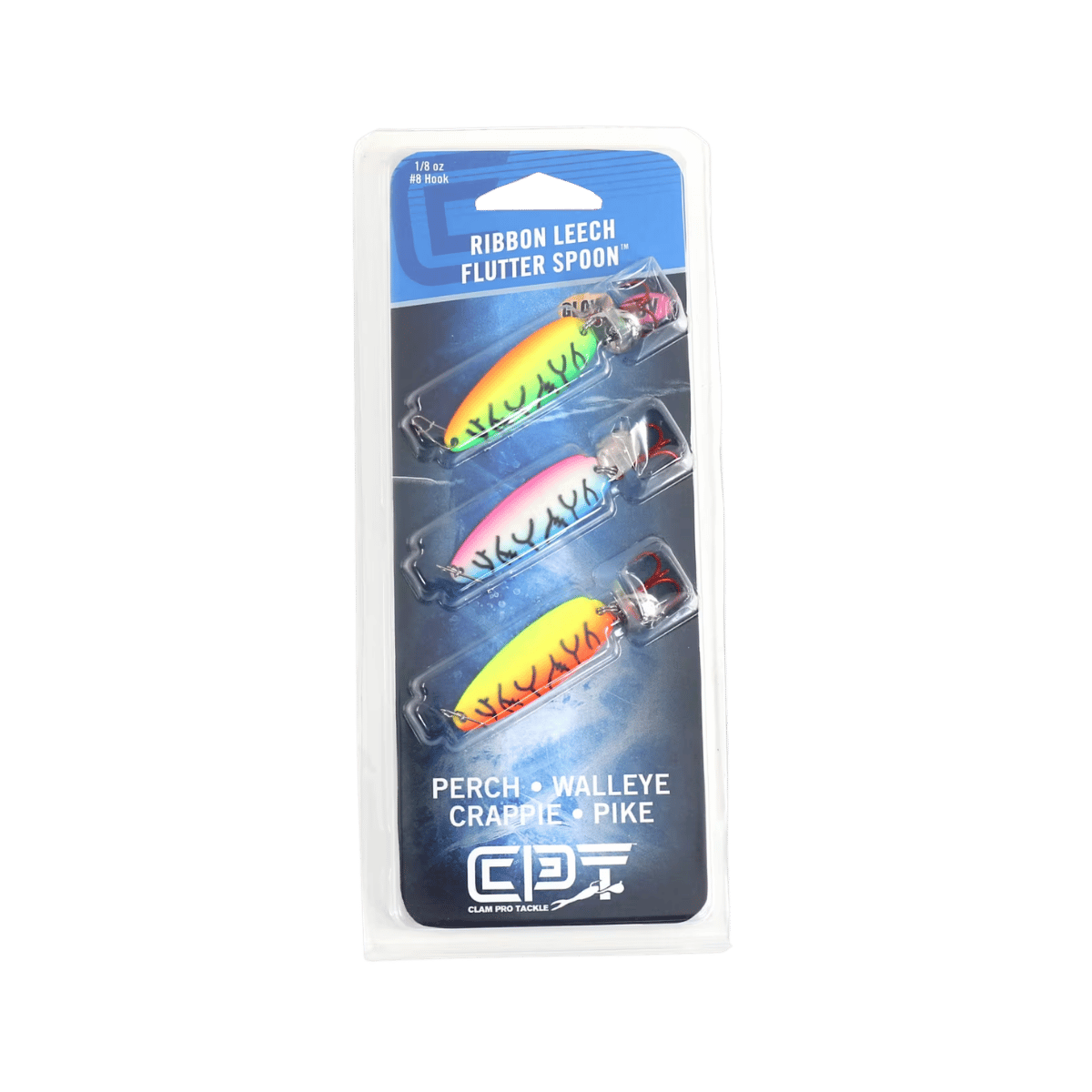 CLAM RIBBON LEECH FLUTTER SPOON KIT GLOW LIGHTNING