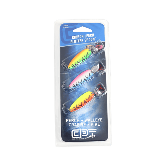 CLAM RIBBON LEECH FLUTTER SPOON KIT GLOW LIGHTNING