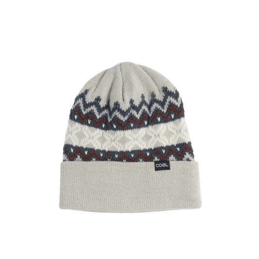 COAL WINTERS BEANIE MID GREY BURGUNDY, FRONT ANGLE