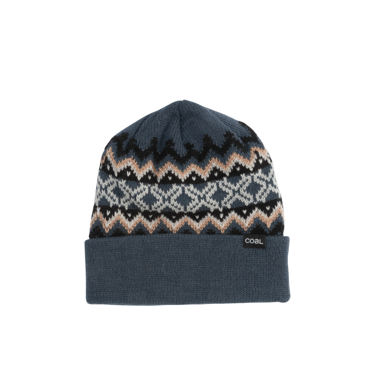 COAL WINTERS BEANIE NAVY BLACK, FRONT ANGLE