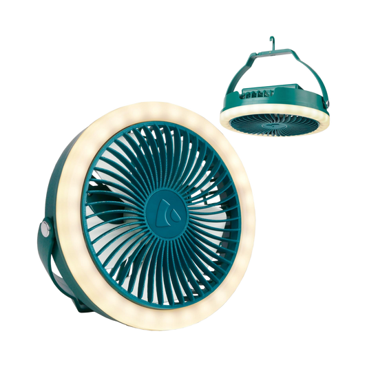 COGHLANS CAMPING FAN WITH LIGHT GREEN