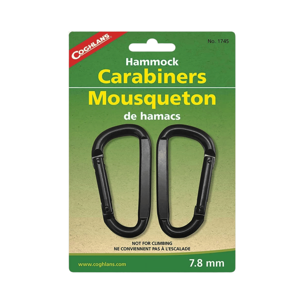 COGHLANS HAMMOCK CARABINER 2PK BLACK
