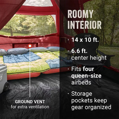 COLEMAN SKYLODGE 10 PERSON TENT - BLACKBERRY roomy interior