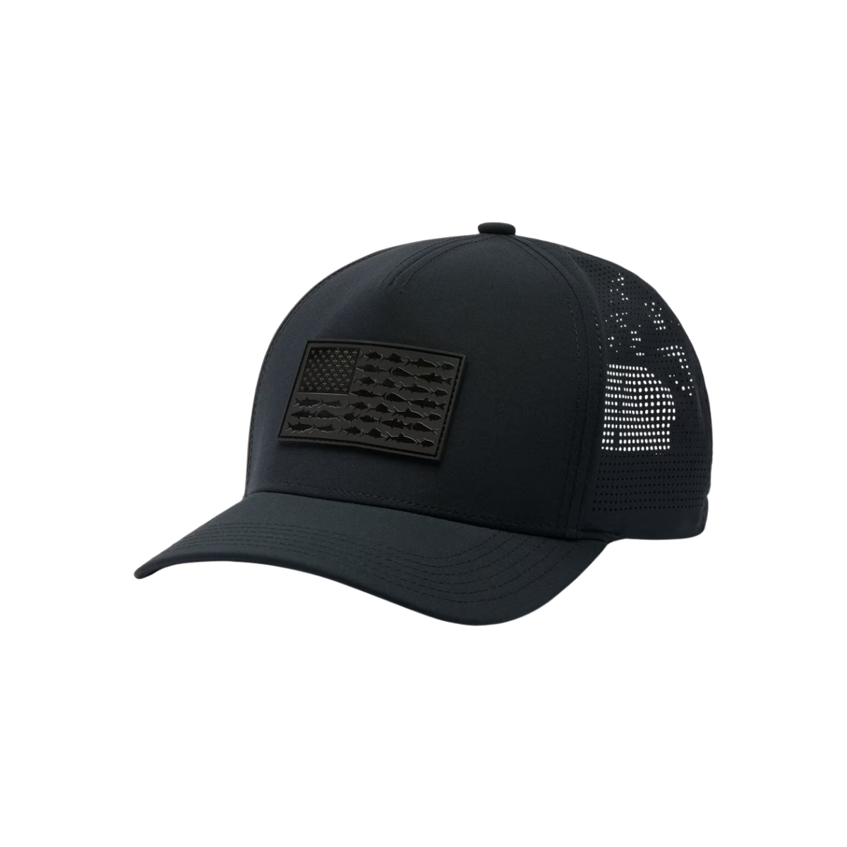 COLUMBIA PFG ELITE 3D STRETCH SNAP BACK BLACK FISH FLAG