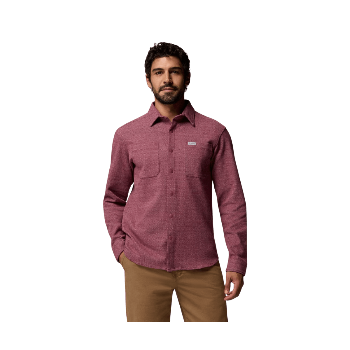 COLUMBIA TWILL RIVER LS KNIT SHIRT RED OXIDE