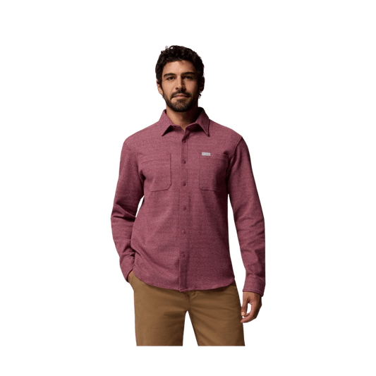 COLUMBIA TWILL RIVER LS KNIT SHIRT RED OXIDE