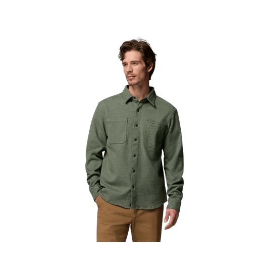COLUMBIA TWILL RIVER LS KNIT SHIRT GREENSCAPE HEATHER
