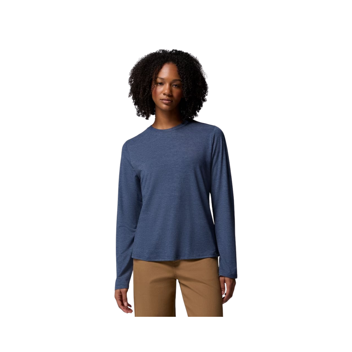 COLUMBIA WOMENS CSC SOFT STRETCH LS TEE EVERBLUE HEATHER