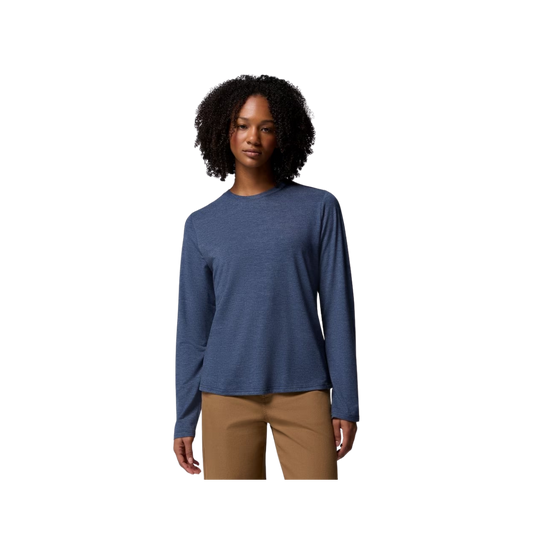 COLUMBIA WOMENS CSC SOFT STRETCH LS TEE EVERBLUE HEATHER