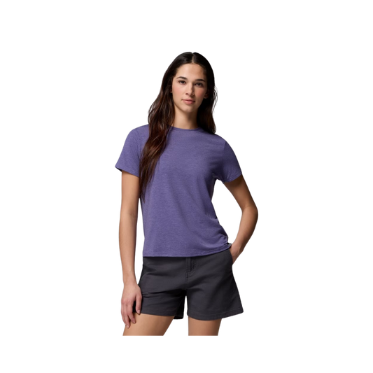 COLUMBIA WOMENS CSC SOFT STRETCH SS TEE STORM WATCH HEATHER
