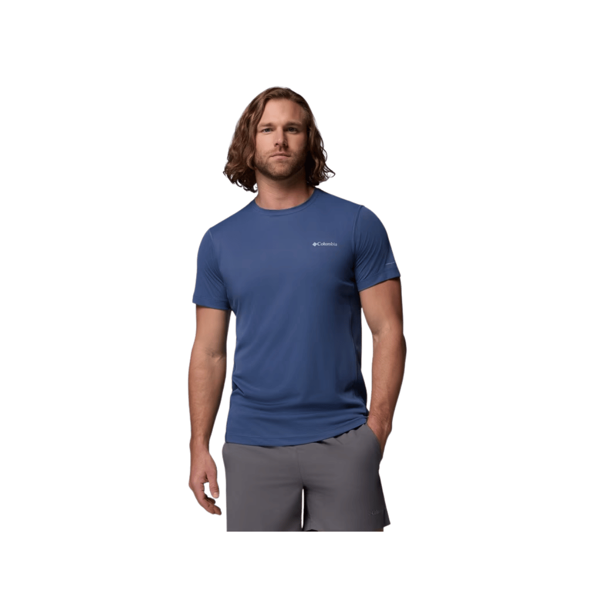 COLUMBIA MEN'S ZERO RULES LIGHT SHORT SLEEVE CREW - DARK MOUNTAIN, FRONT ANGLE, 1X, 2X, 3X