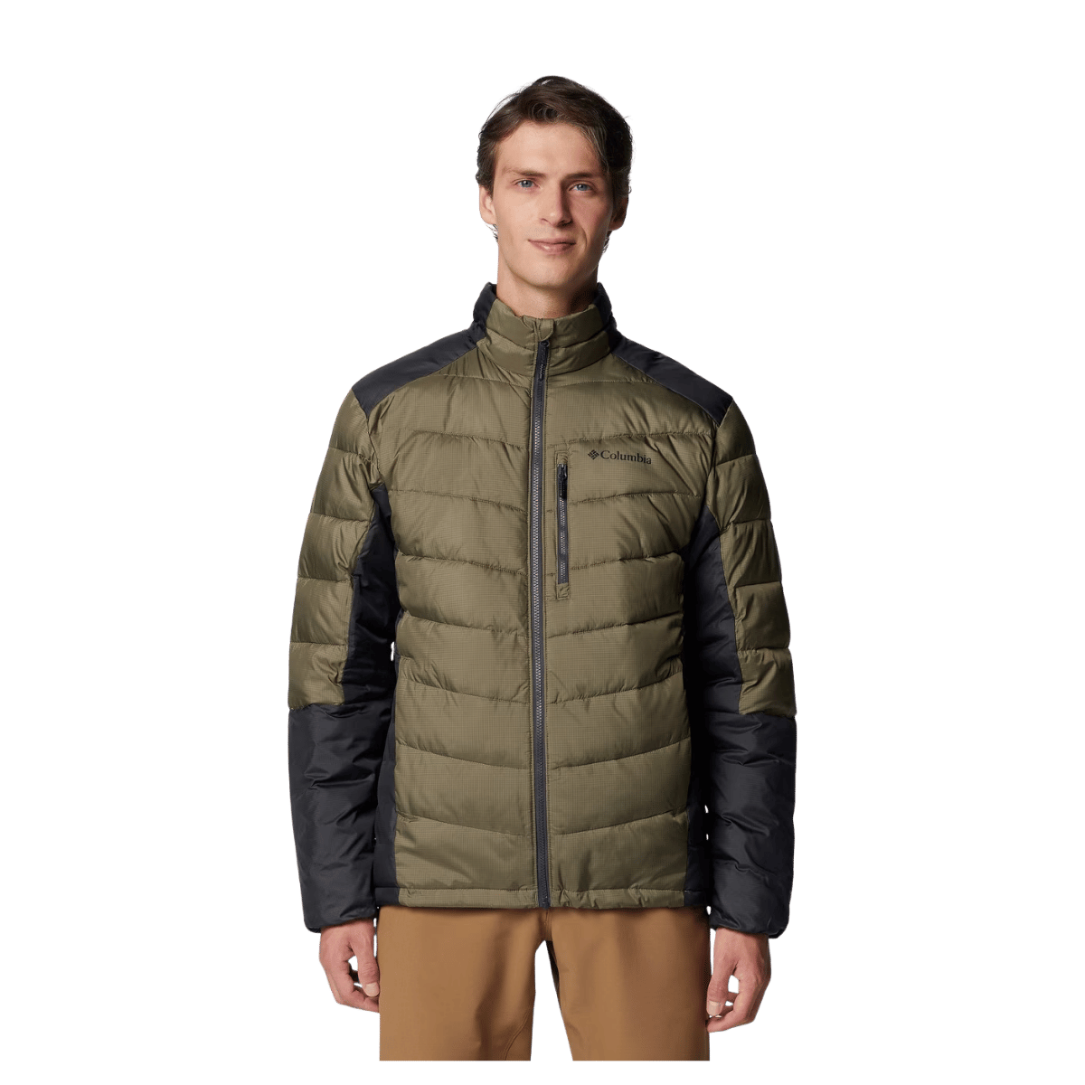 COLUMBIA MEN'S LABYRINTH LOOP JACKET - STONE GREEN - FRONT VIEW