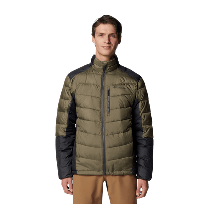 COLUMBIA MEN'S LABYRINTH LOOP JACKET - STONE GREEN - FRONT VIEW
