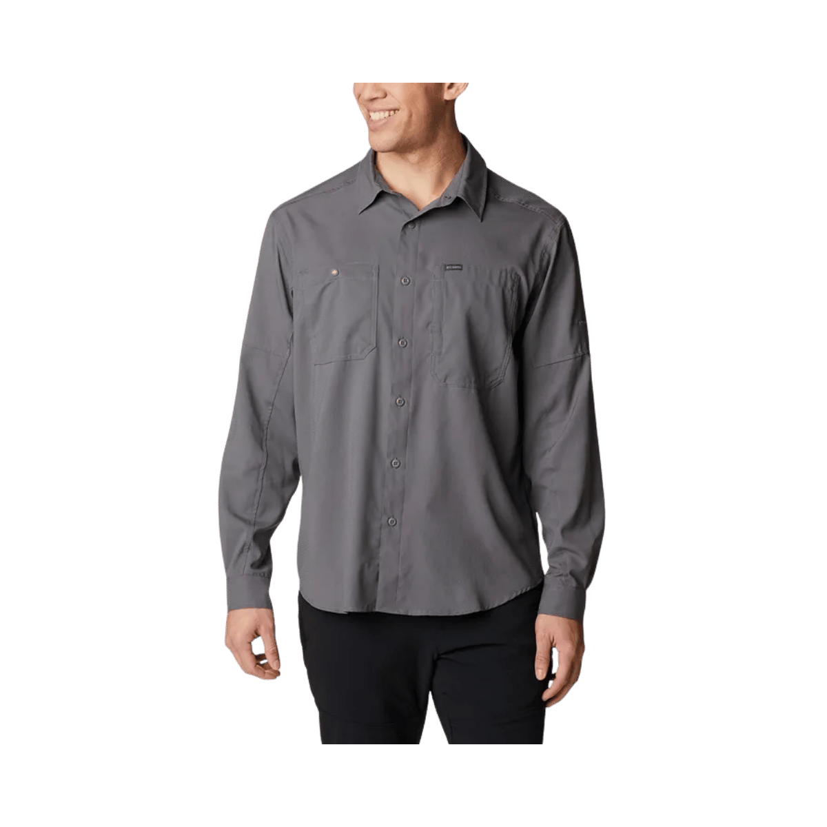 COLUMBIA SILVER RIDGE UTILITY LITE LONGSLEEVE - CITY GREY -  FRONT VIEW