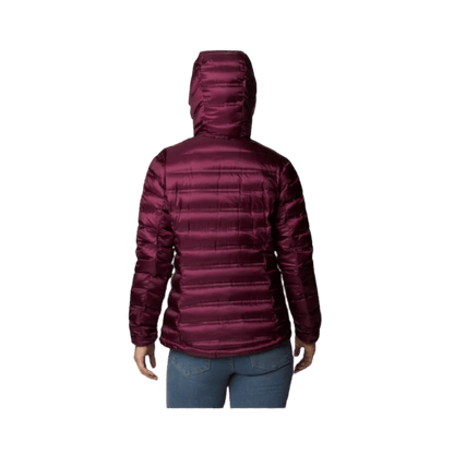 COLUMBIA WOMEN'S PEBBLE PEAK DOWN HOODED JACK﻿ET – MARIONBERRY - BACK VIEW