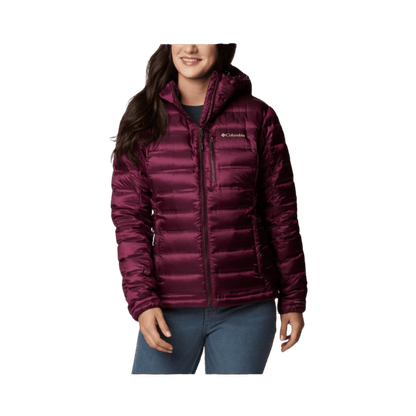 COLUMBIA WOMEN'S PEBBLE PEAK DOWN HOODED JACK﻿ET – MARIONBERRY - FRONT VIEW