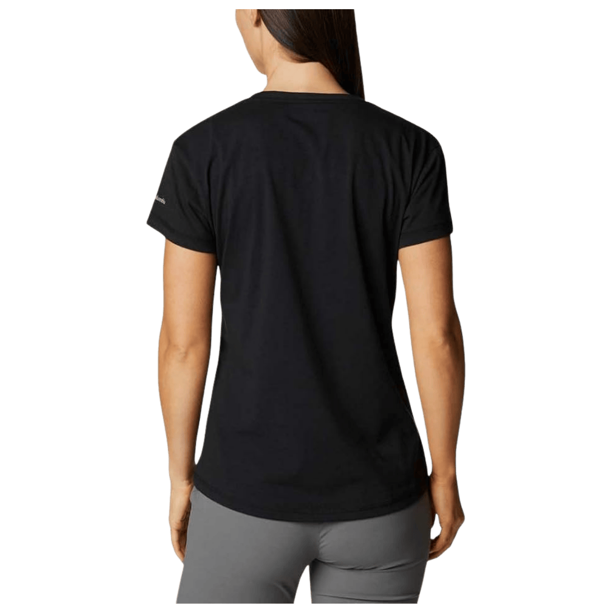 COLUMBIA SUN TREK SHORT SLEEVE T-SHIRT W/ UPF 50 - BLACK - BACK VIEW 