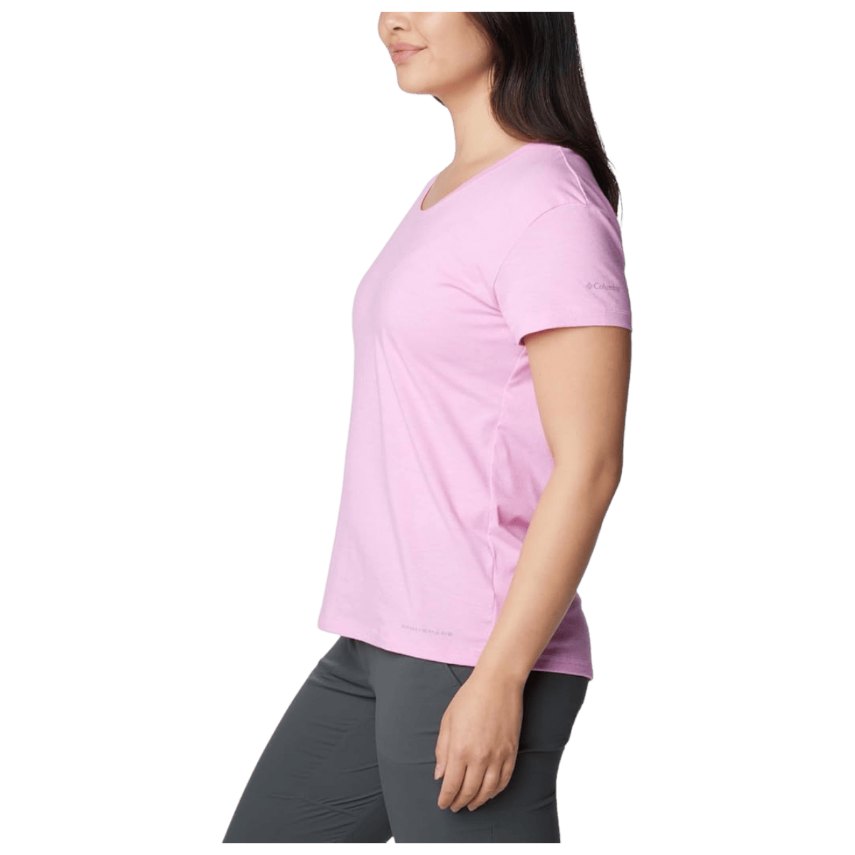 COLUMBIA SUN TREK SHORT SLEEVE T-SHIRT W/ UPF 50 - COSMOS HEATHER - SIDE VIEW