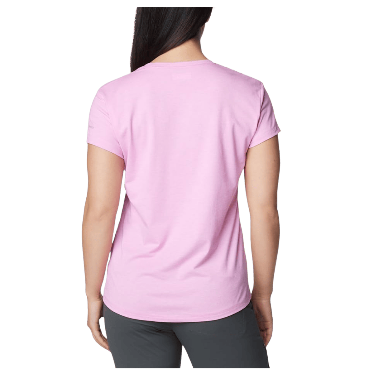 COLUMBIA SUN TREK SHORT SLEEVE T-SHIRT W/ UPF 50 - COSMOS HEATHER - BACK VIEW