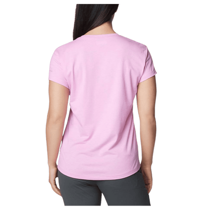 COLUMBIA SUN TREK SHORT SLEEVE T-SHIRT W/ UPF 50 - COSMOS HEATHER - BACK VIEW
