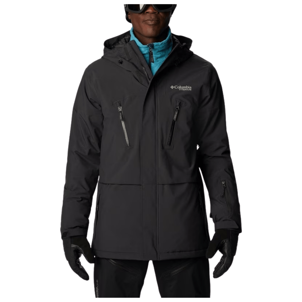COLUMBIA MEN'S AERIAL ASCENDER WATERPROOF SKI JACKET - BLACK - FRONT VIEW WW