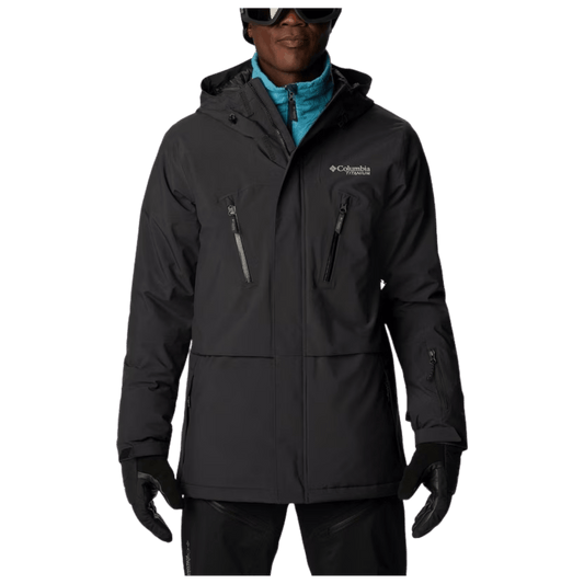 COLUMBIA MEN'S AERIAL ASCENDER WATERPROOF SKI JACKET - BLACK - FRONT VIEW WW