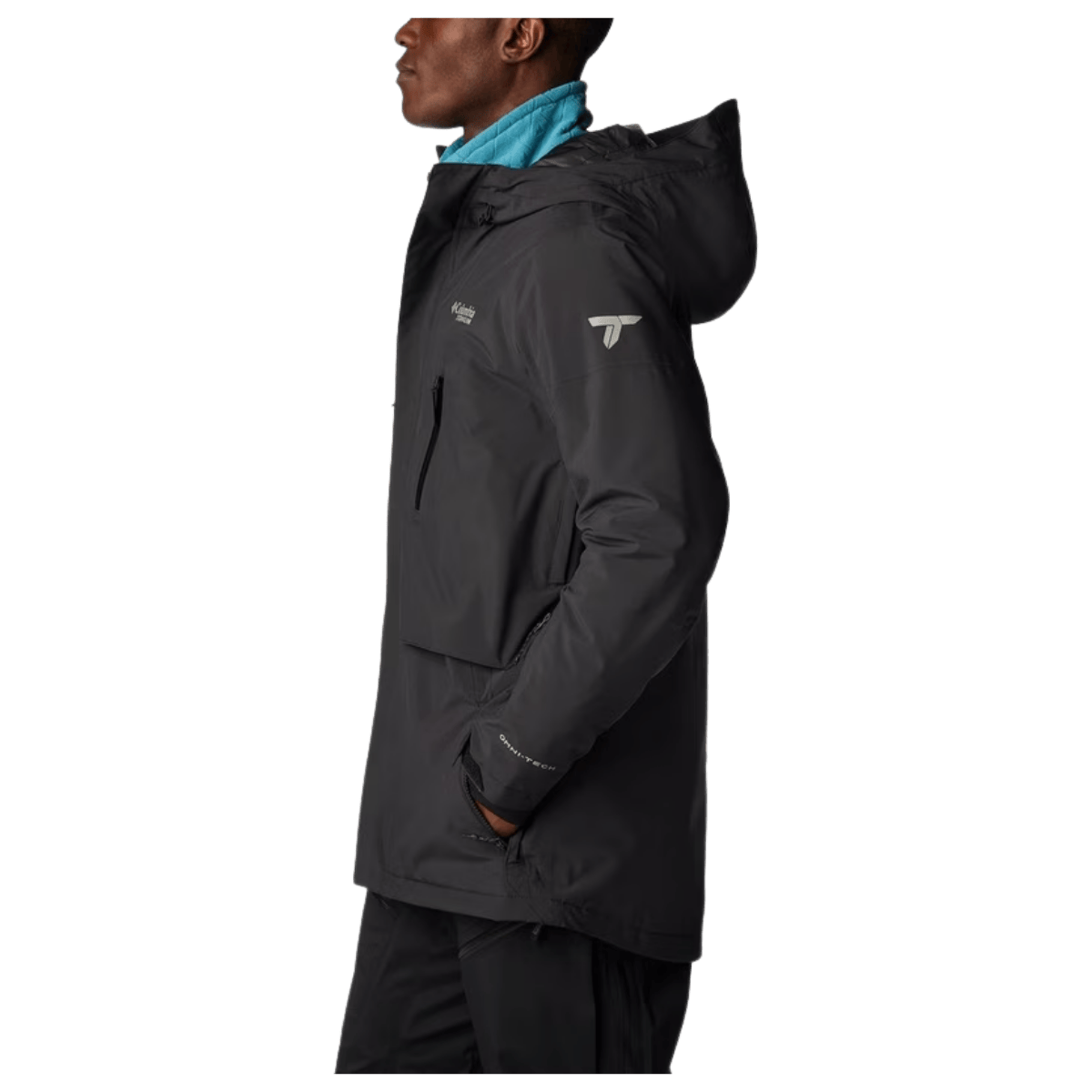 COLUMBIA MEN'S AERIAL ASCENDER WATERPROOF SKI JACKET - BLACK - SIDE VIEW WW