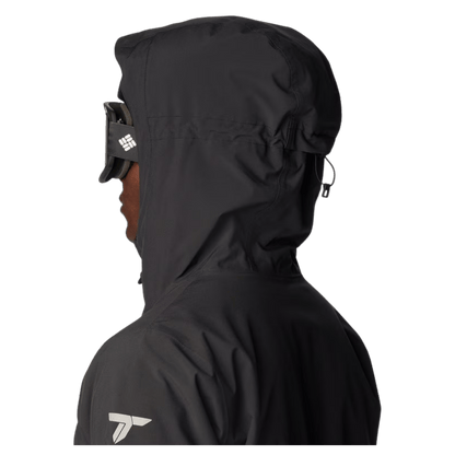 COLUMBIA MEN'S AERIAL ASCENDER WATERPROOF SKI JACKET - BLACK - BACK HOOD
