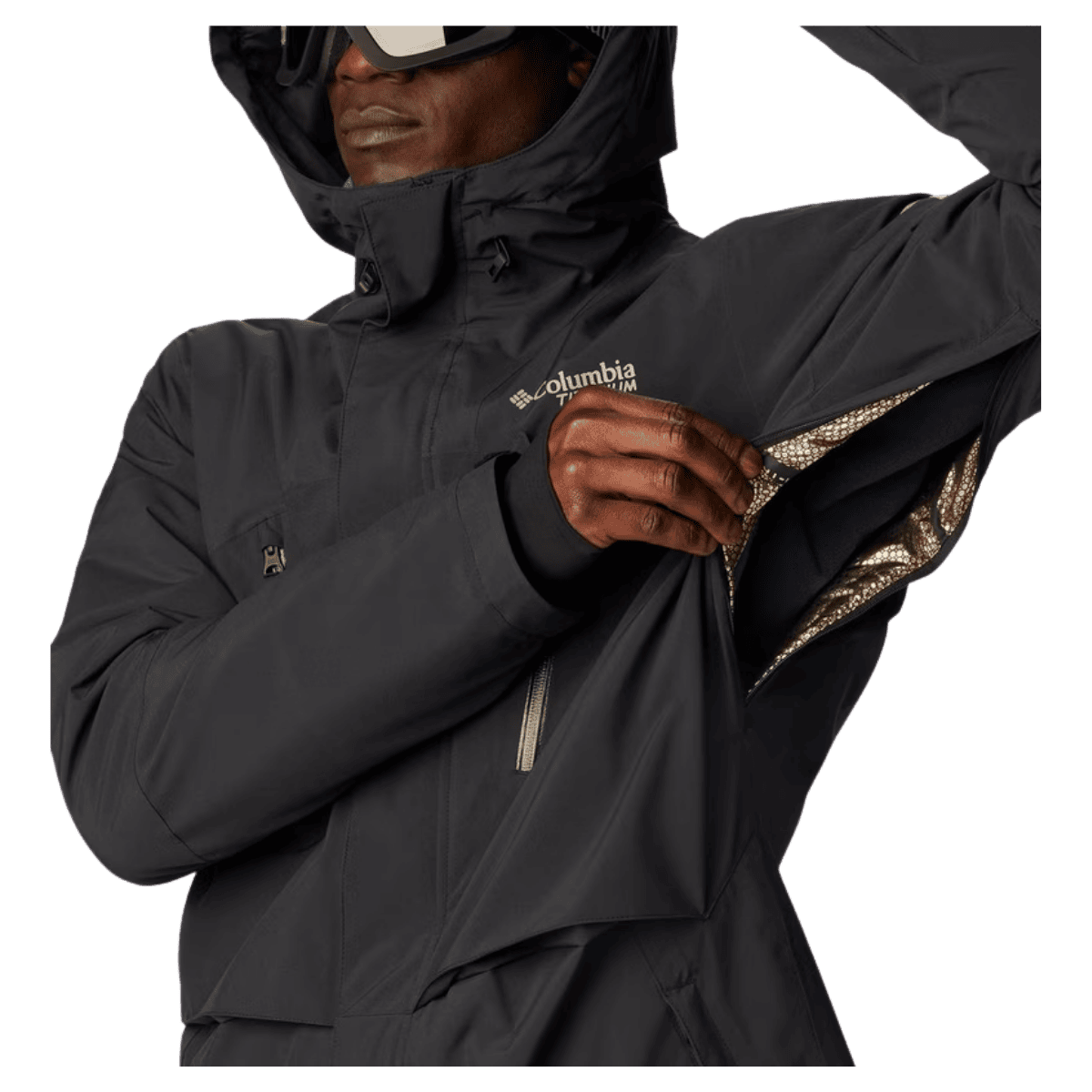 COLUMBIA MEN'S AERIAL ASCENDER WATERPROOF SKI JACKET - BLACK - SIDE ZIP