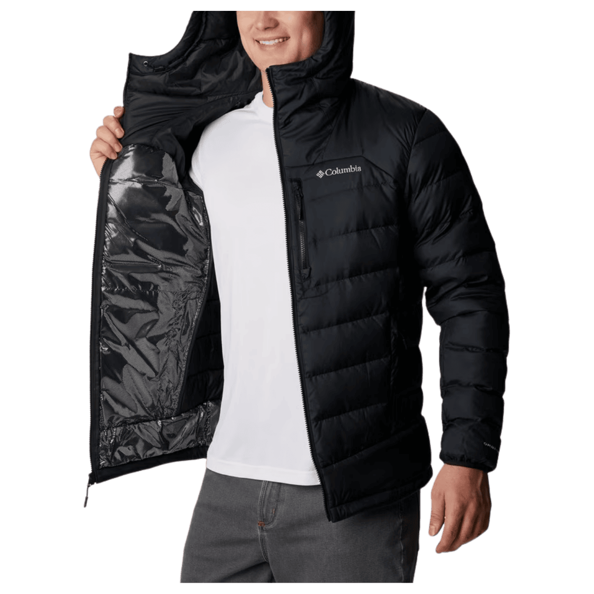 COLUMBIA MEN'S AUTUMN PARK DOWN HOODED JACKET - BLACK - INNER VIEW WW