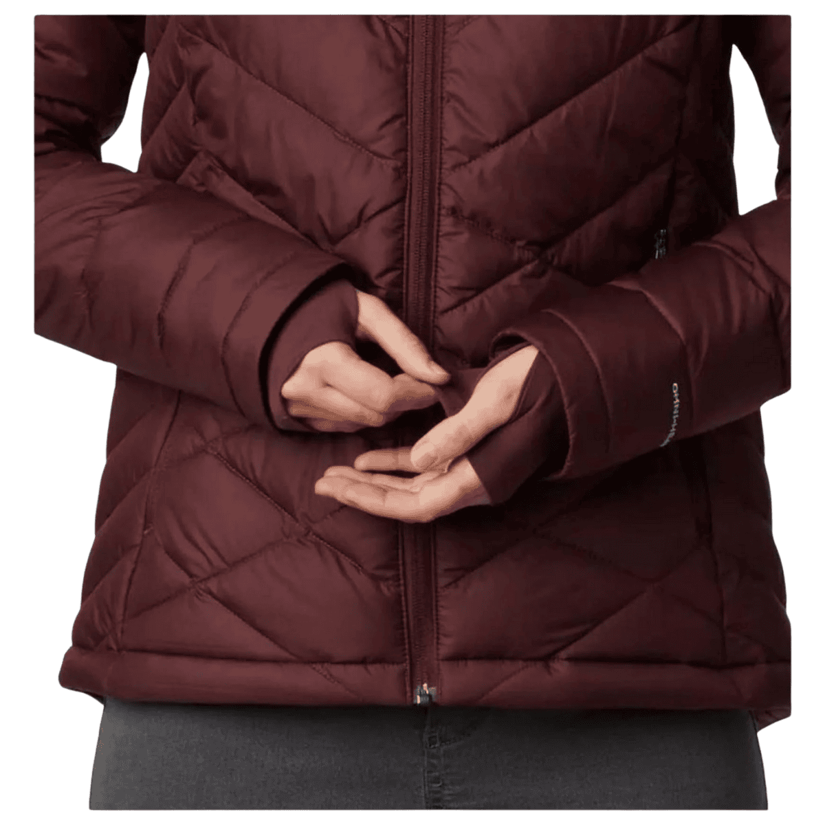 COLUMBIA WOMEN'S HEAVENLY OMI-HEAT JACKET - MALBEC - WRIST VIEW WW