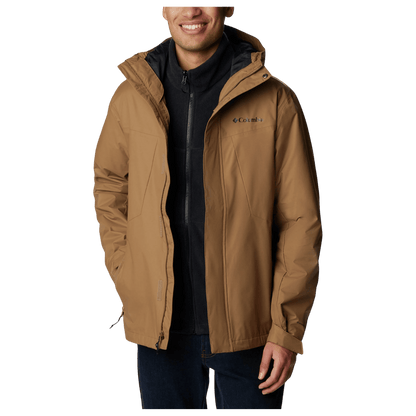 COLUMBIA MEN'S TUNNEL FALLS 3-IN-1 INTERCHANGE JACKET - DELTA - FRONT VIEW OPEN ZIP