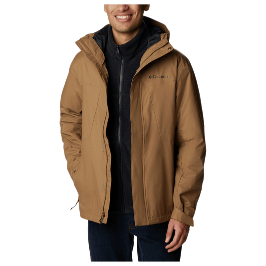 COLUMBIA MEN'S TUNNEL FALLS 3-IN-1 INTERCHANGE JACKET - DELTA - FRONT VIEW OPEN ZIP