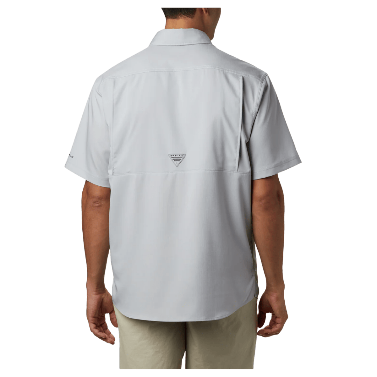 COLUMBIA LOW DRAG OFFSHORE FISHING GEAR SHORT SLEEVE SHIRT - CITY GREY - BACK VIEW WW
