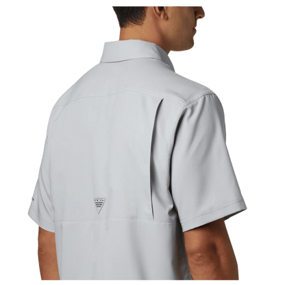 COLUMBIA LOW DRAG OFFSHORE FISHING GEAR SHORT SLEEVE SHIRT - CITY GREY - BACK VIEW WW CLOSER LOOK