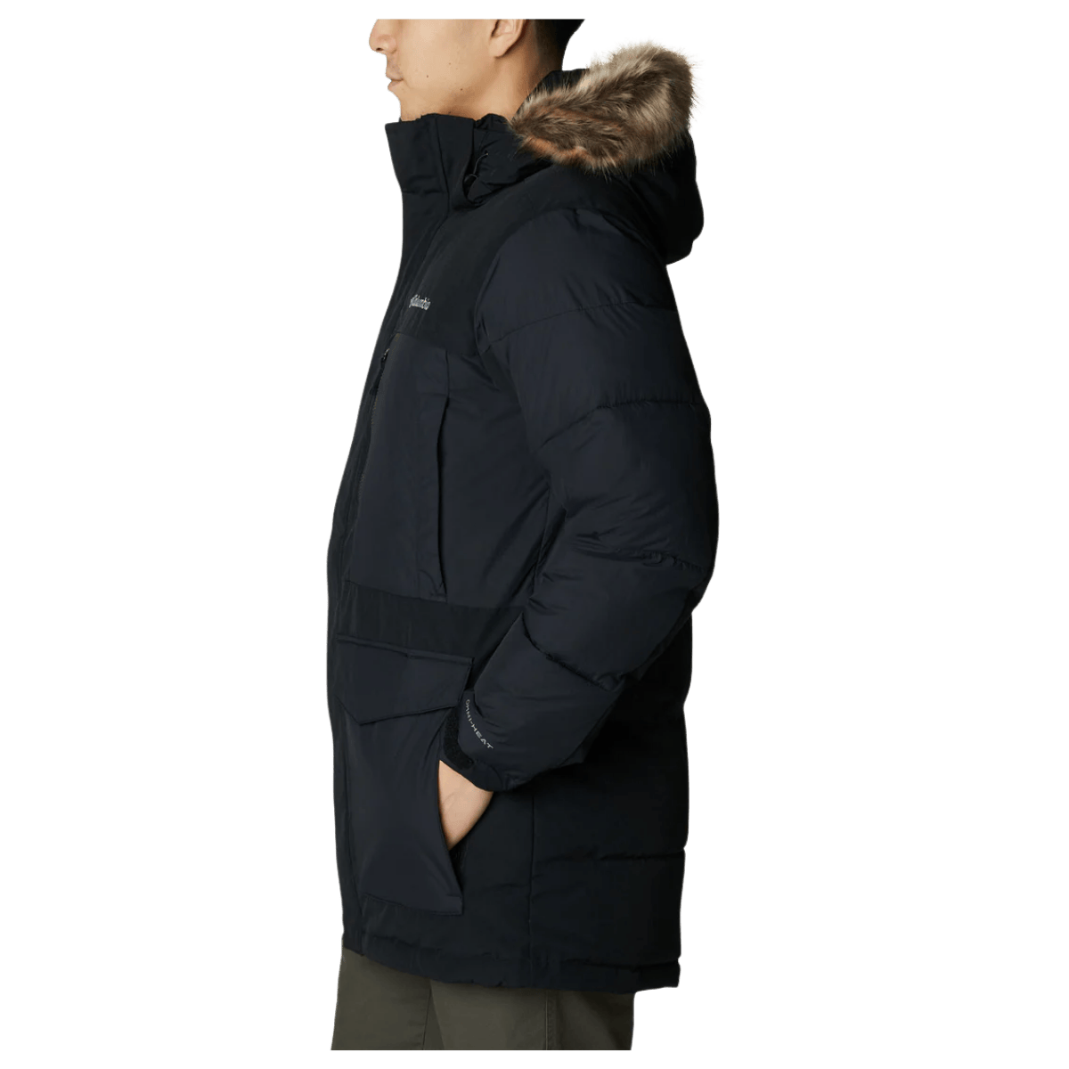 COLUMBIA MEN'S MARQUAM PEAK FUSION PARKA - BLACK - SIDE VIEW WW