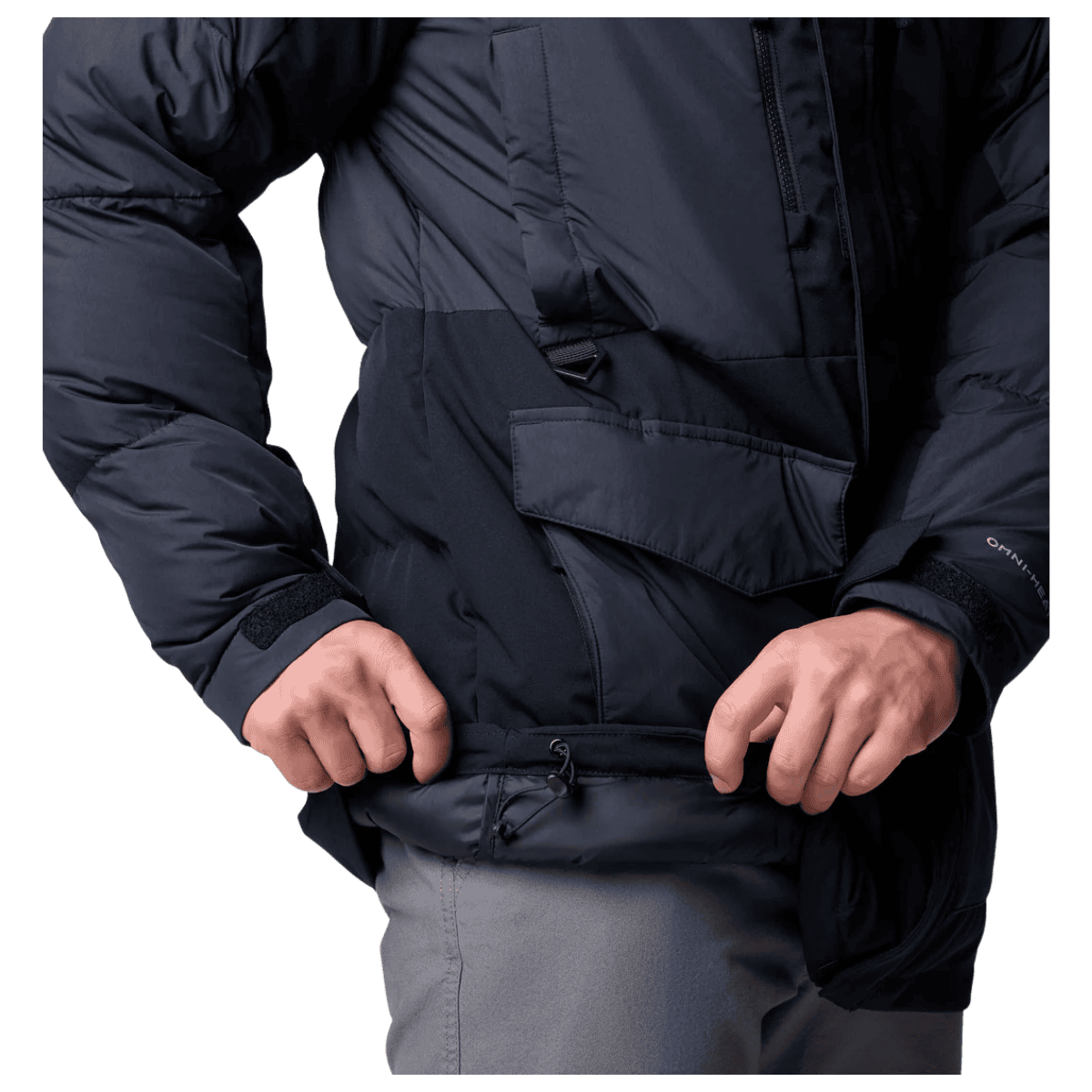 COLUMBIA MEN'S MARQUAM PEAK FUSION PARKA - BLACK - WAIST ADJUSTMENT