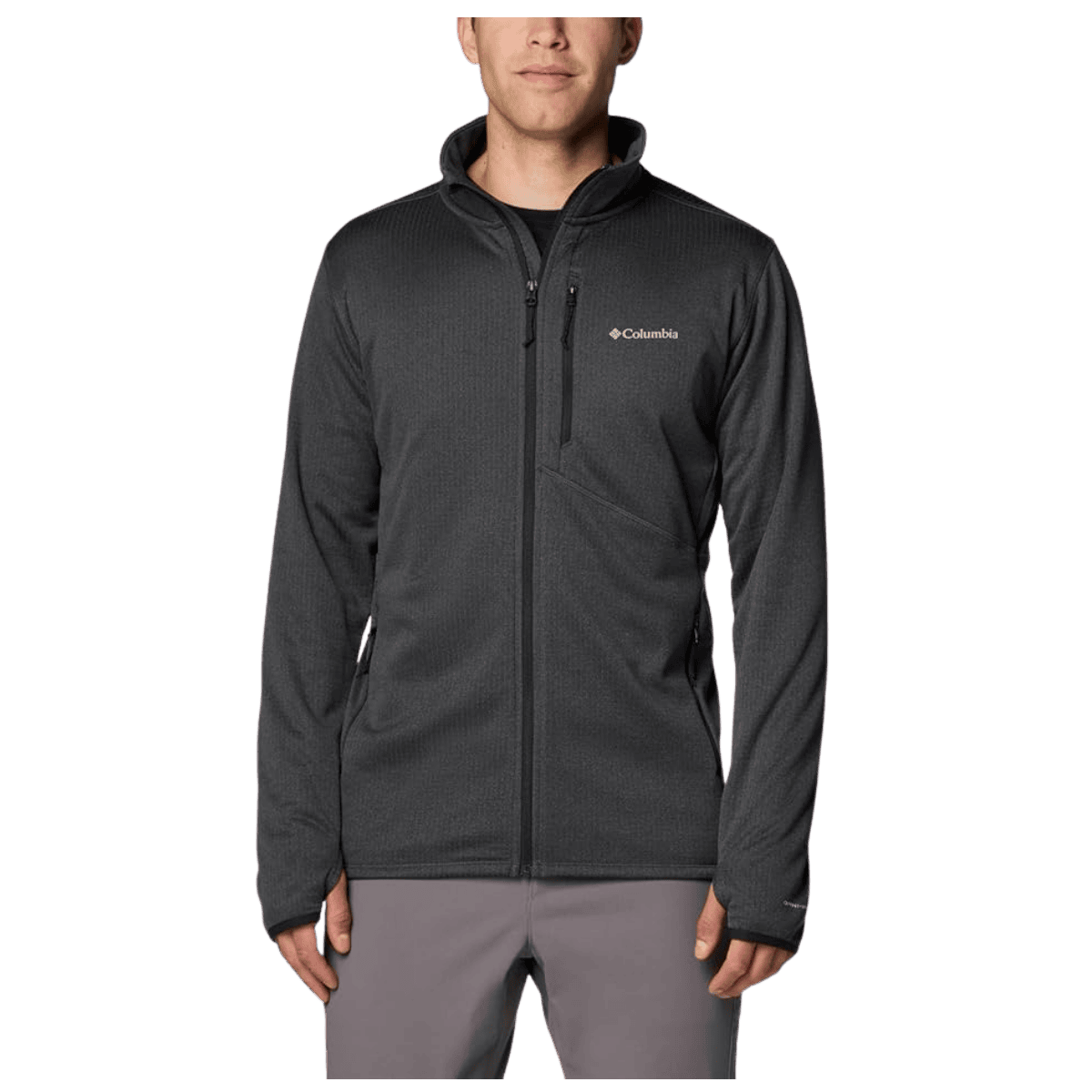 COLUMBIA MEN'S PARK VIEW FLEECE FULL ZIP JACKET - BLACK HEATHER - FRONT VIEW WW
