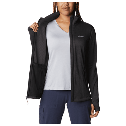 COLUMBIA WOMEN'S PARK VIEW GRID FLEECE FULLZIP - BLACK HEATHER - INSIDE VIEW