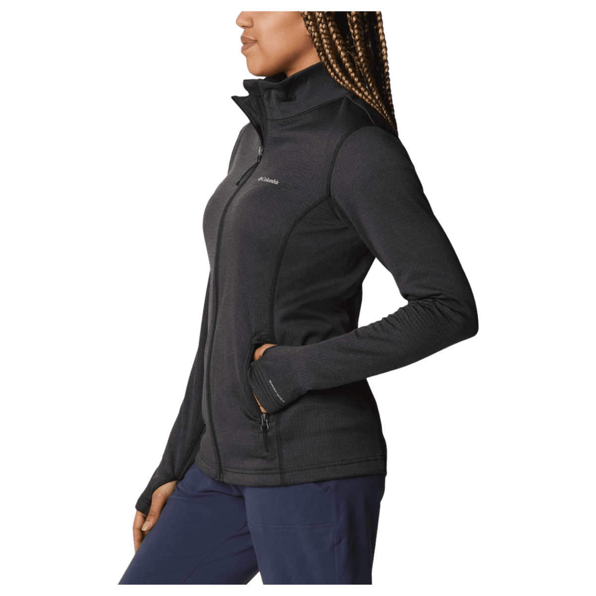 COLUMBIA WOMEN'S PARK VIEW GRID FLEECE FULLZIP - BLACK HEATHER - SIDE VIEW WW