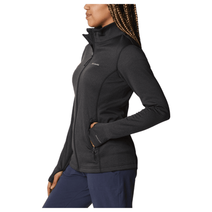 COLUMBIA WOMEN'S PARK VIEW GRID FLEECE FULLZIP - BLACK HEATHER - SIDE VIEW WW