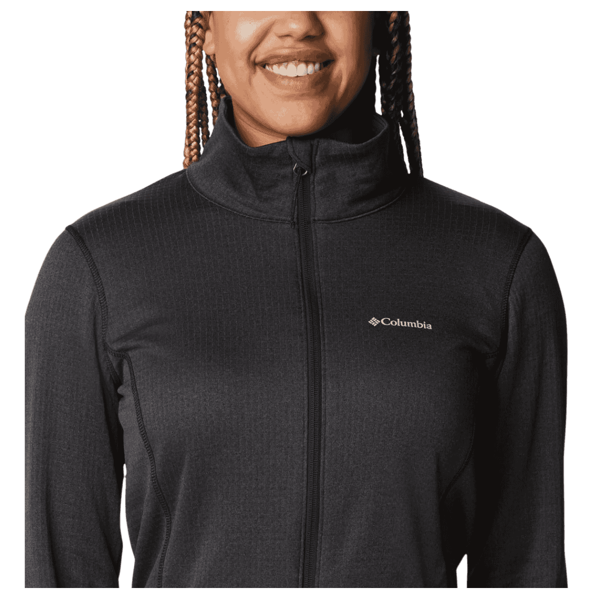COLUMBIA WOMEN'S PARK VIEW GRID FLEECE FULLZIP - BLACK HEATHER - FULL ZIP